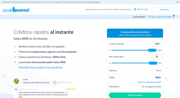 QueBueno - Préstamo de hasta 900 €